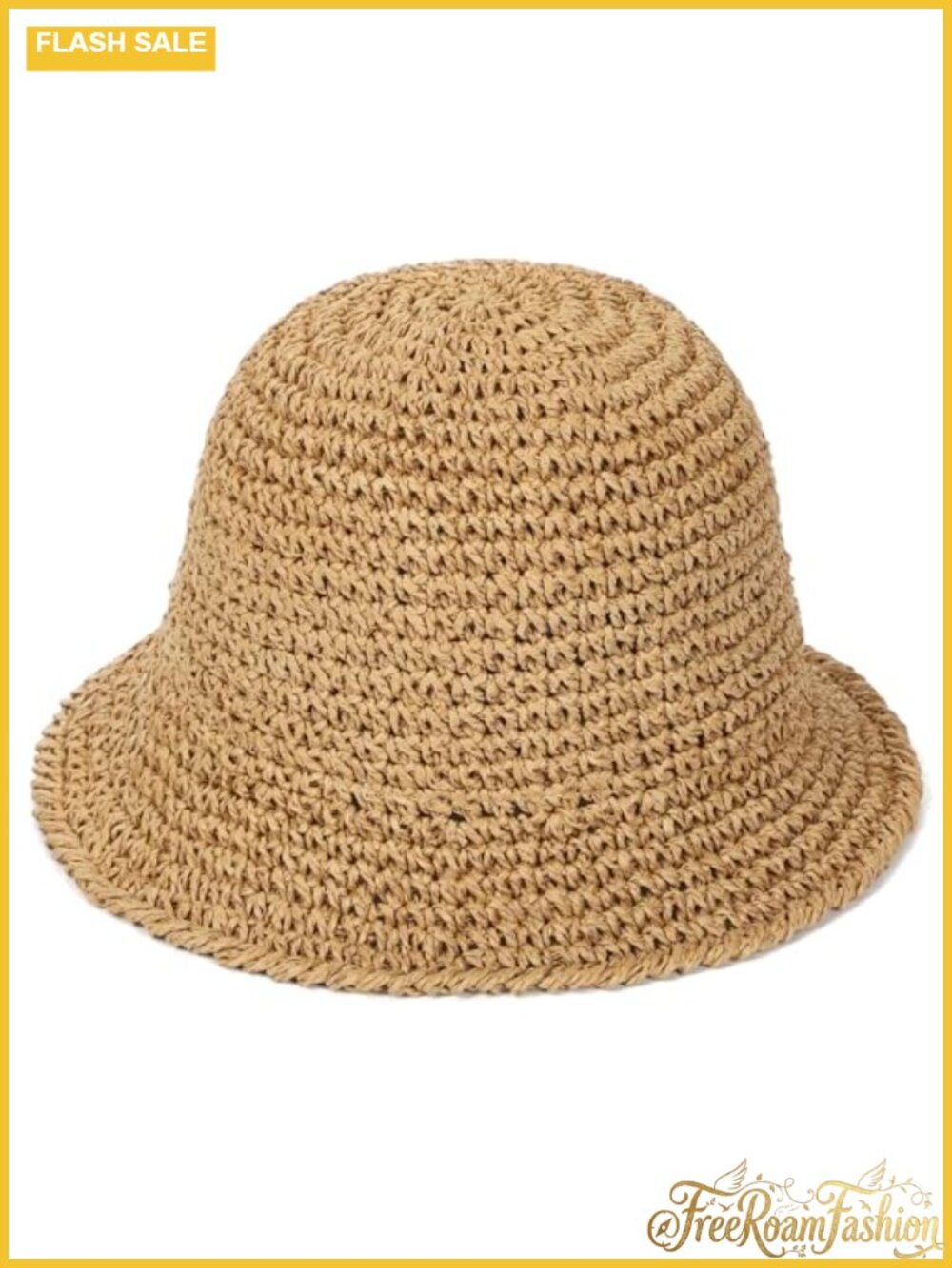 Handmade Straw Bucket Sun Hat UV Protection Foldable Travel Beach Cap